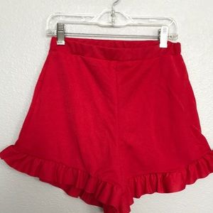 pretty little things red ruffle shorts